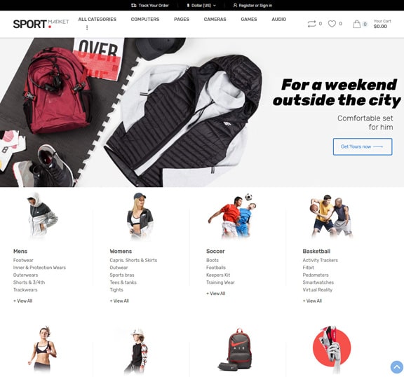 sports ecommerce website design service